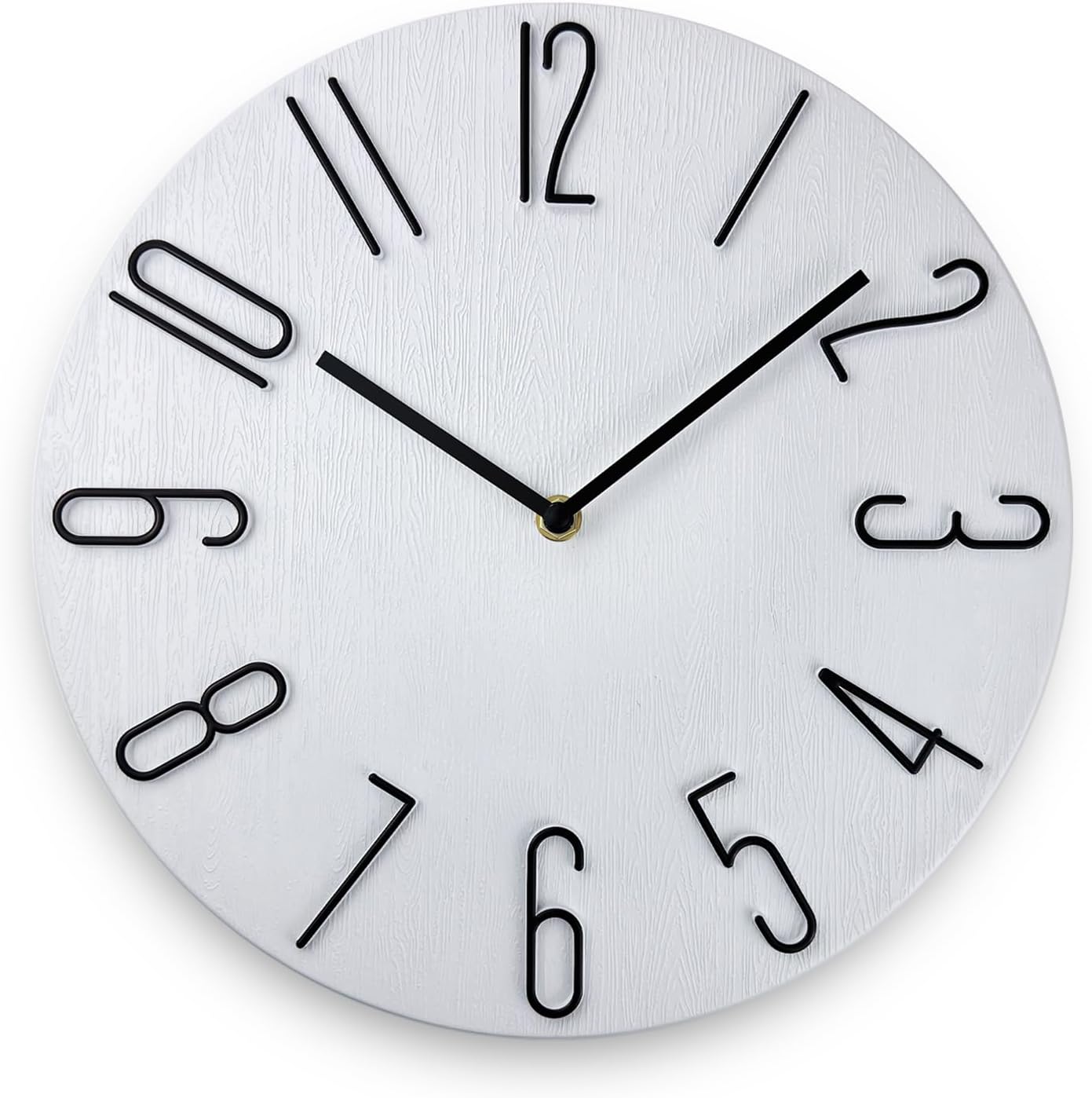 Wall Clock, Silent Clock, Wall Clocks Battery Operated， 12 inch Modern Wall Clock, Suitable for Offices, Living Rooms, Kitchens, Homes, Schools (White Without Second Hand)