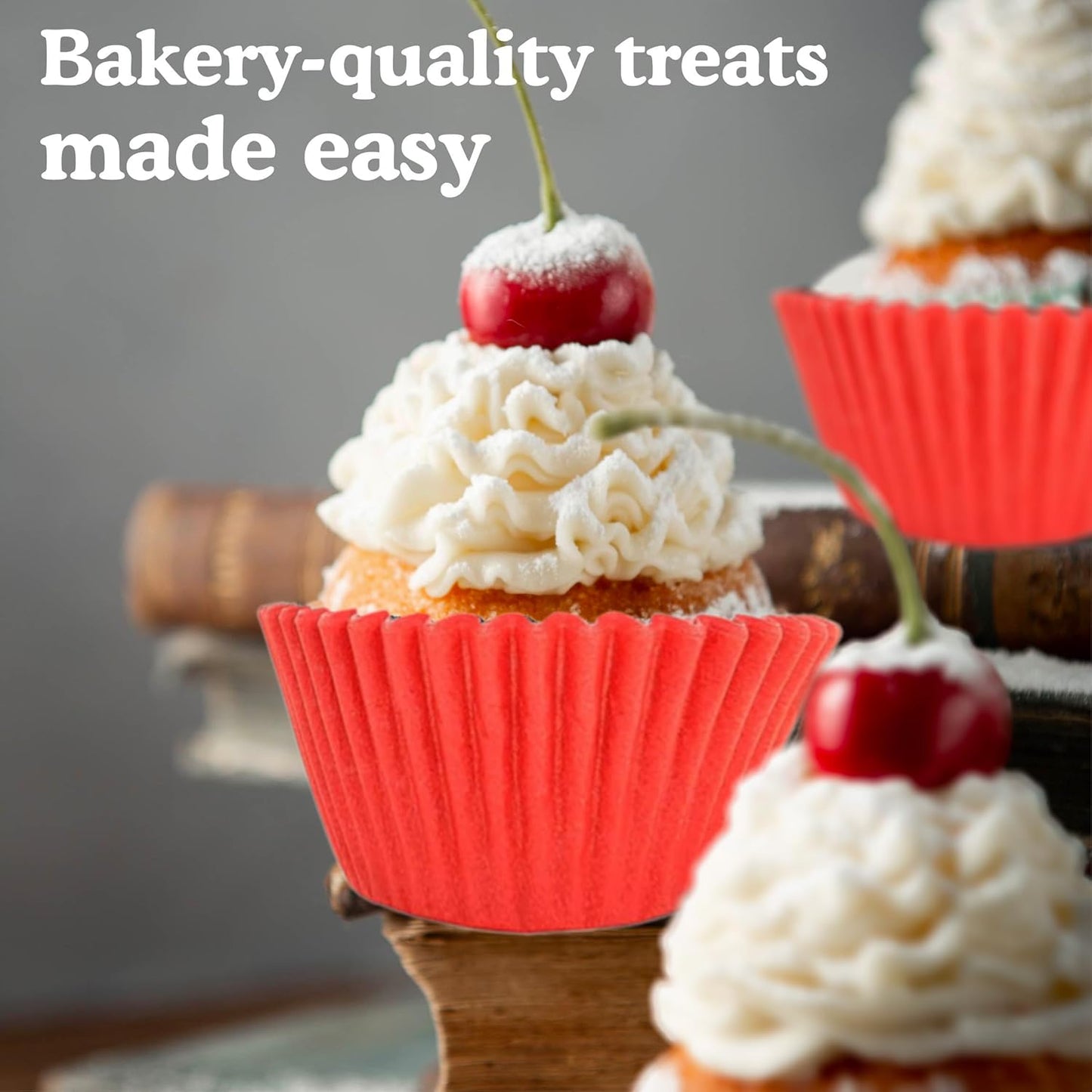 Regency Wraps Greaseproof Professional Grade Baking Cups, Pack of 40, Standard Liners, Red Solid, for Cupcakes, Muffins, Candy, Non Stick