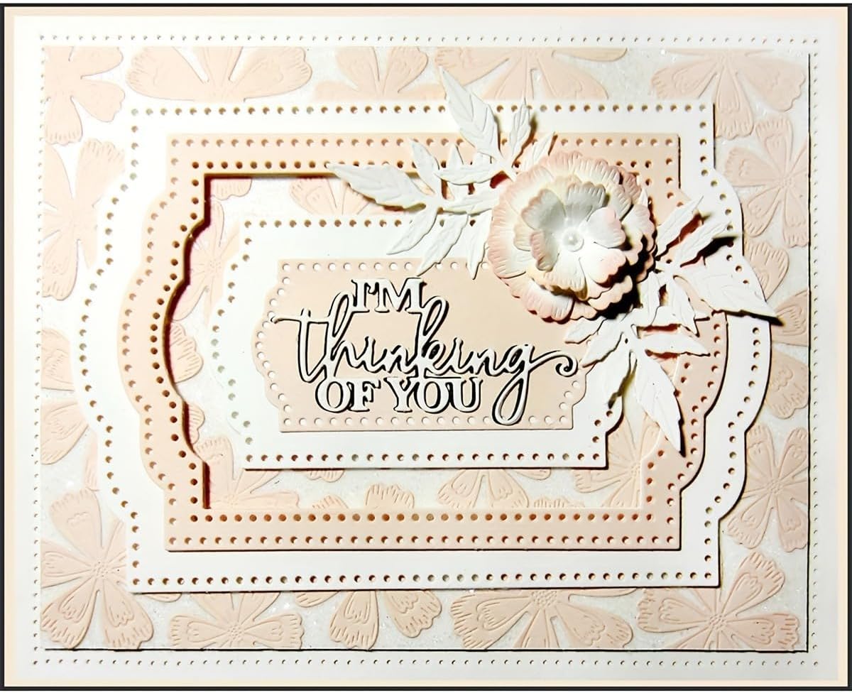 Lapoo Cutting Die for Scrapbooking, 3D Backgrounds Frame New Cutting Dies DIY Album Card Making Decor Paper Craft Metal Die Cuts Party Decorations (Multiple Symmetric Label Boxes 6.7 x 4.8 in)