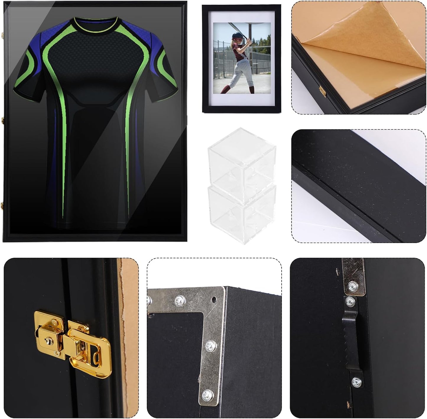 CDEN XL Jersey Frame, Jersey Frame Display Case, Extra Large Jersey Frame, with 98% UV Protection, Hangers, Jersey Display case, Shadow Box, with Baseball Case (1-Pack)
