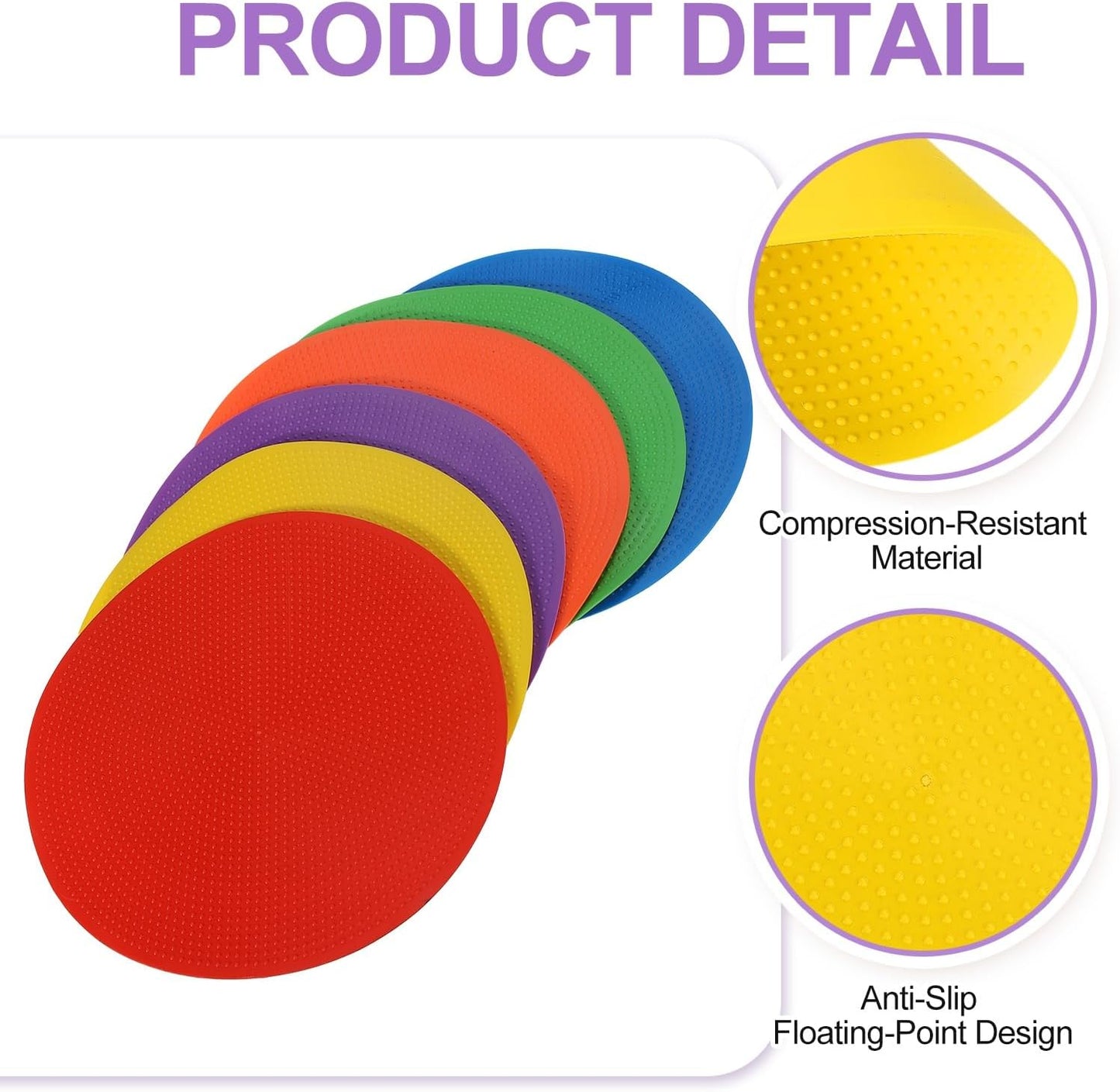 PATIKIL Spot Markers, Non-Slip Floor Dots Agility Markers Flat Field Cone Poly Dot