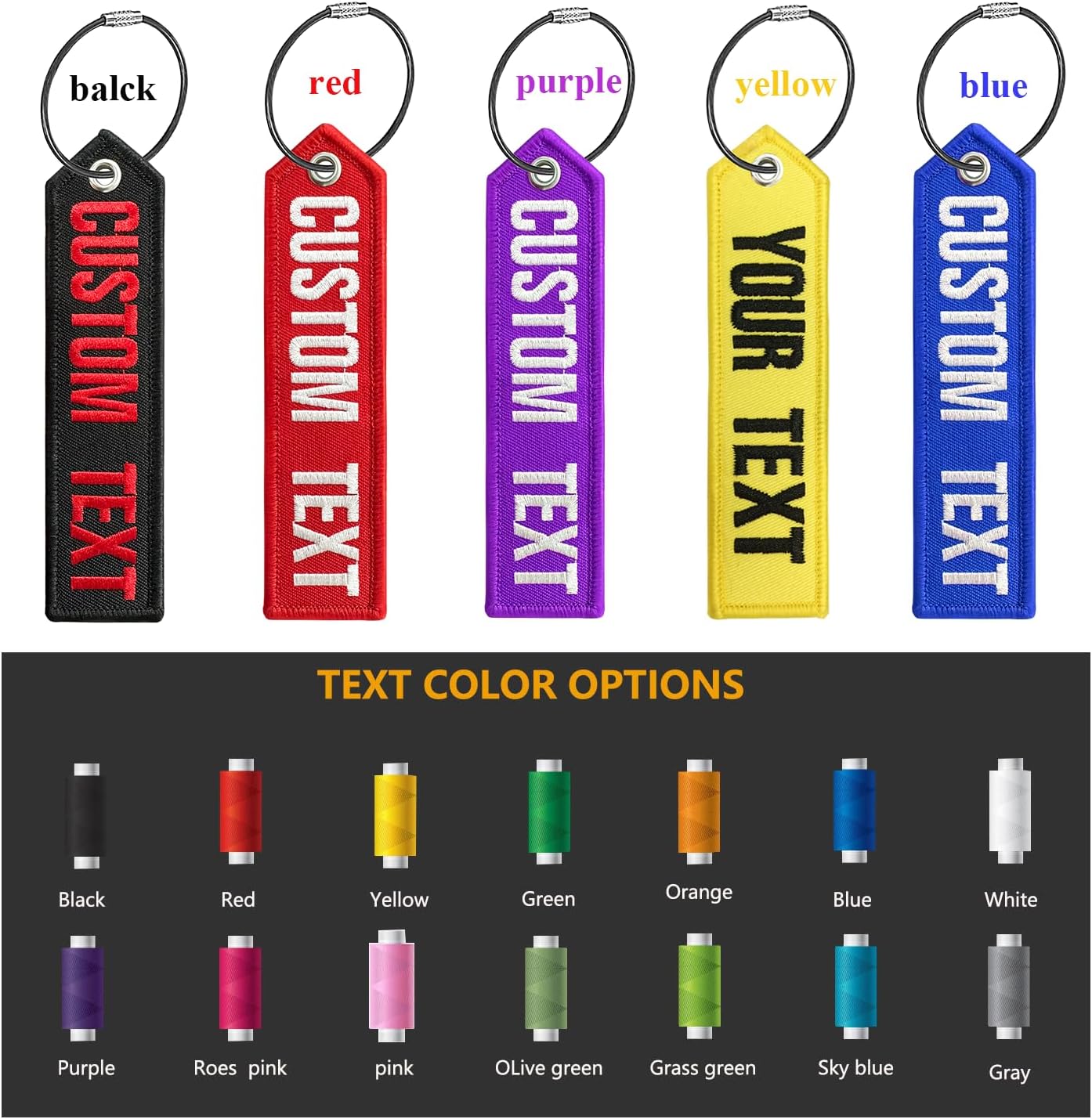 Personalized Embroidery Luggage Tag, Double Sided Embroidery Your Text/Number, Travel Labels Travel Tag for Backpack Suitcase Baggage