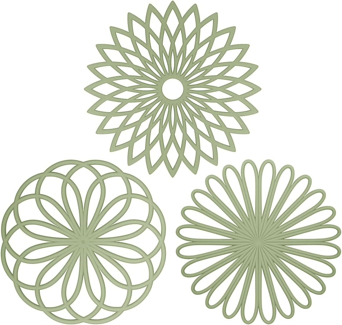 ME.FAN Silicone Trivet Mat - Kitchen Hot Pads for Pots & Dish - Insulated Teapot Trivet - Flexible, Durable, Non-Slip Large Coasters 3 Set Desert Sage