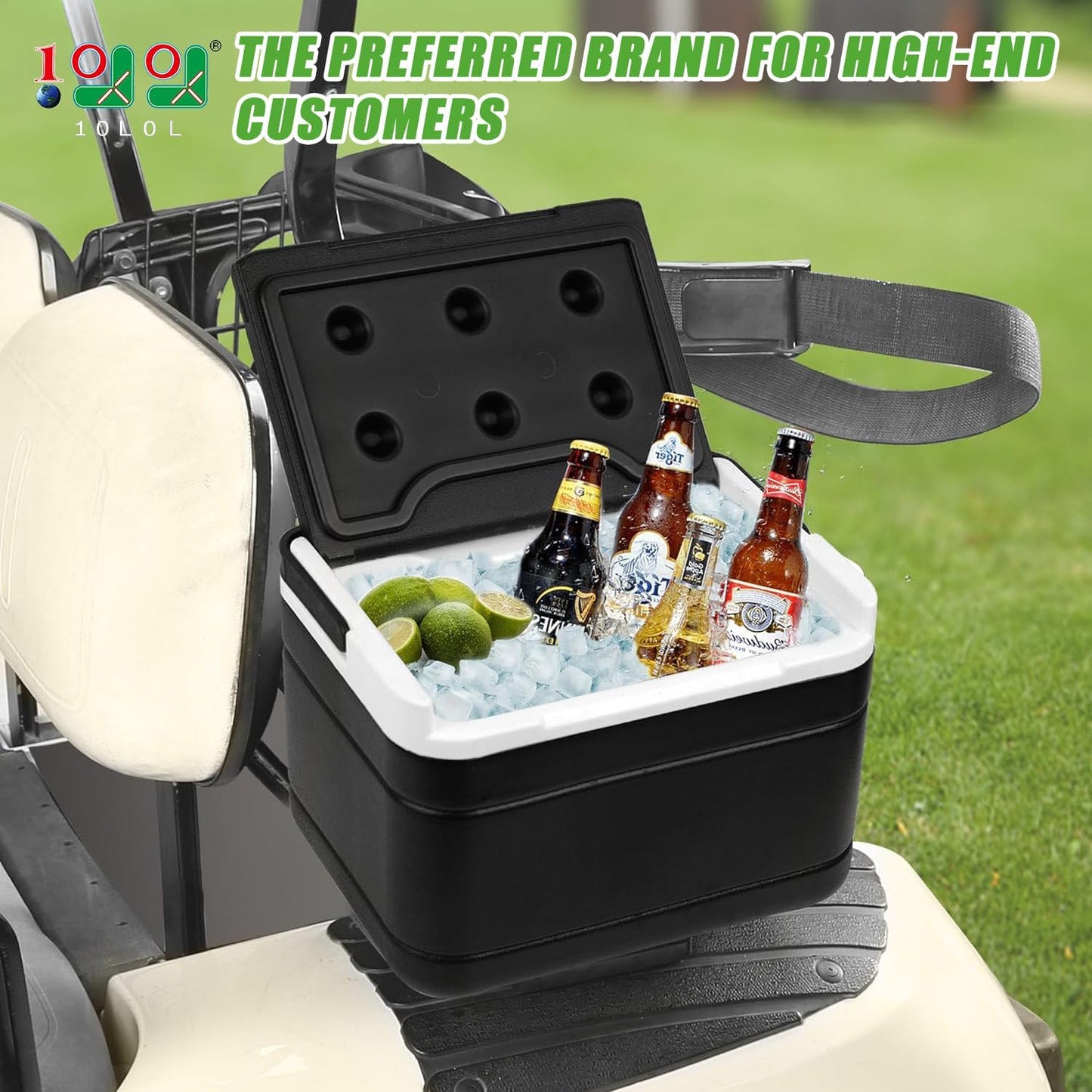 10L0L Golf Cart Ice Cooler Universal Insulated Portable Cooler Lightweight Ice Chest Box with Mounting Bracket Kit for Yamaha,EZGO,Club Car