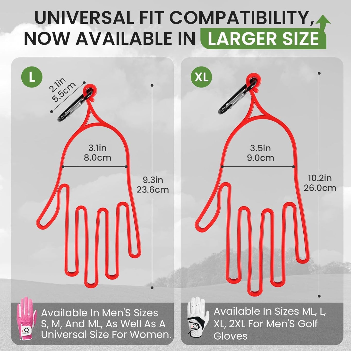 FINGER TEN Golf Gloves Stretcher Holder Hanger Keeper Dryer Shaper Tool Accessories Durable Glove Support Frame Guardian Hook to Bag Gifts for Men Women Golfer