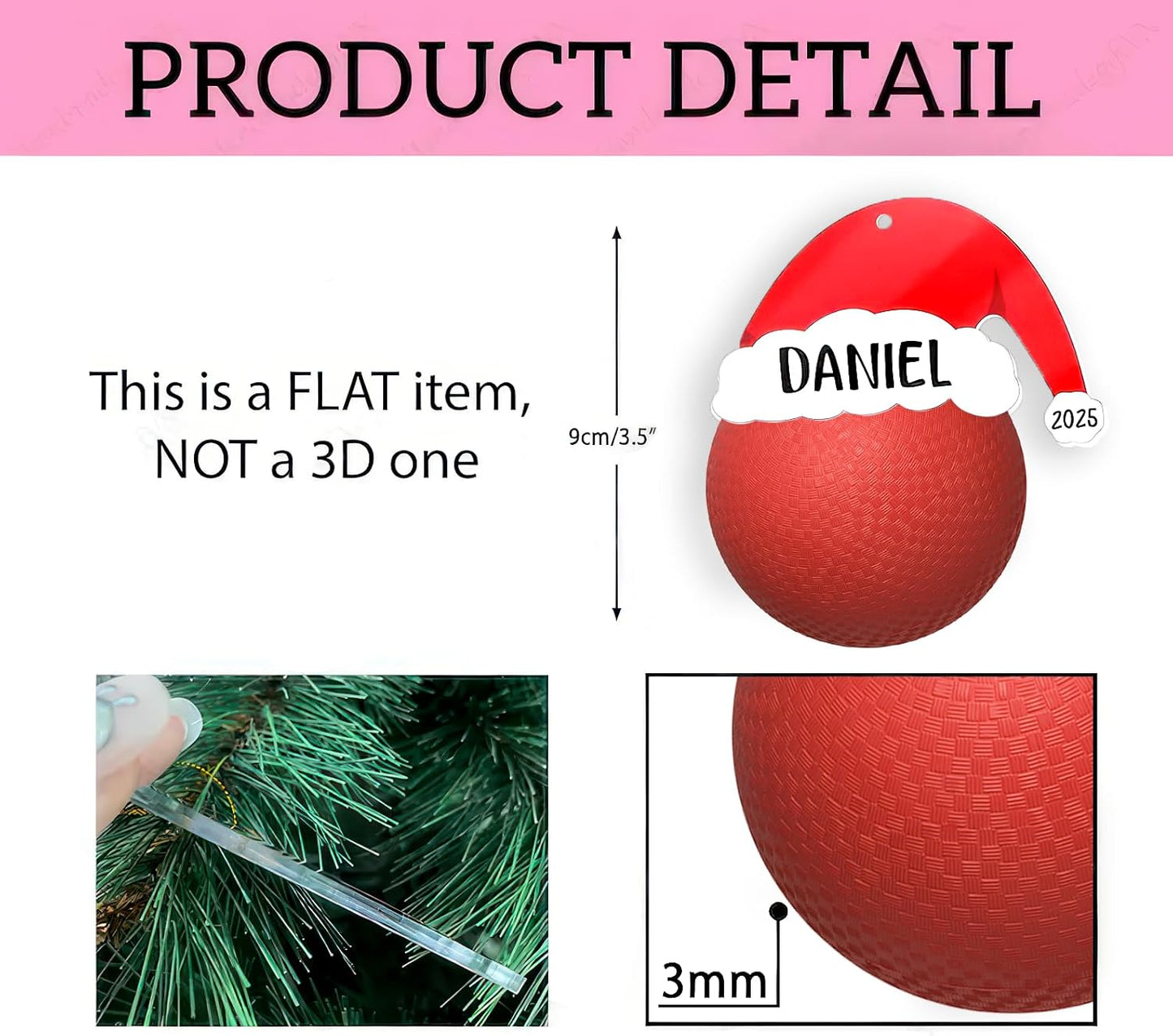 Personalized Kickball Christmas Ornament 2025, Custom Kickball Ball Ornaments with Name, Team Ornament, Custom Coach Gifts, Christmas Tree Decorations, Gifts for Sports Lovers Boys, Xmas Gift 2025