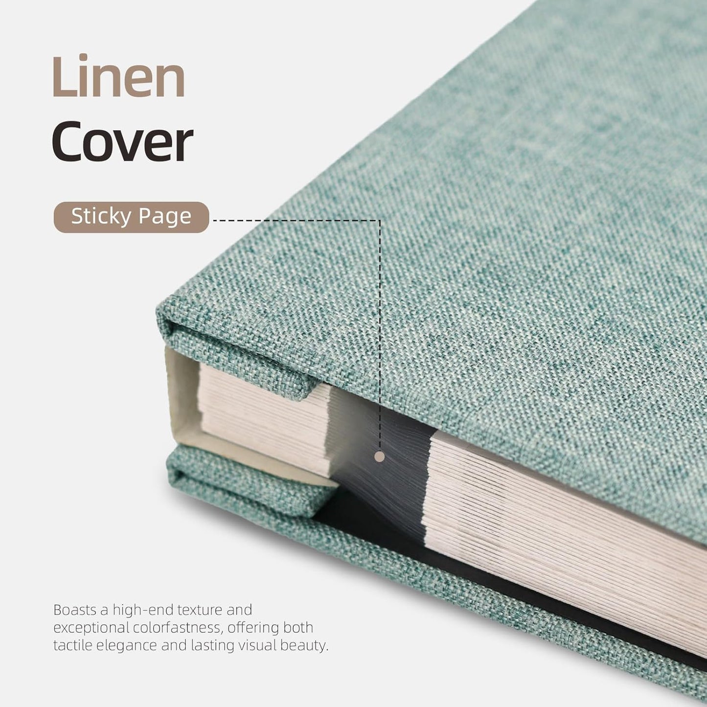 Vienrose Large Photo Album Self Adhesive for 4x6 8x10 10x12 Pictures Scrapbook Album DIY Scrap Book 40 Sticky Pages with A Metallic Pen 13"x12.6"40 Pages Turquoise