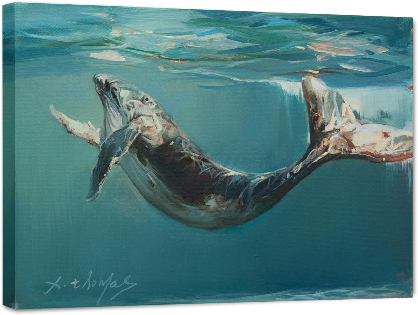 JZLDZS Whale Canvas Wall Art Coastal Bathroom Decor - Framed Blue Nautical Ocean Animal Pictures Wall Decor for Bedroom 12x16 Inch Ready to Hang