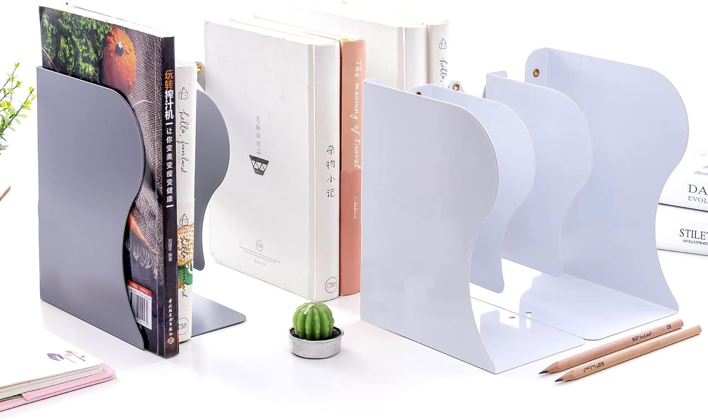 Adjustable Bookends Metal Book Ends for Heavy Book Holder Heavy Duty Bookends Nonskid Bookcase Desktop Book Organizer Binder Holder