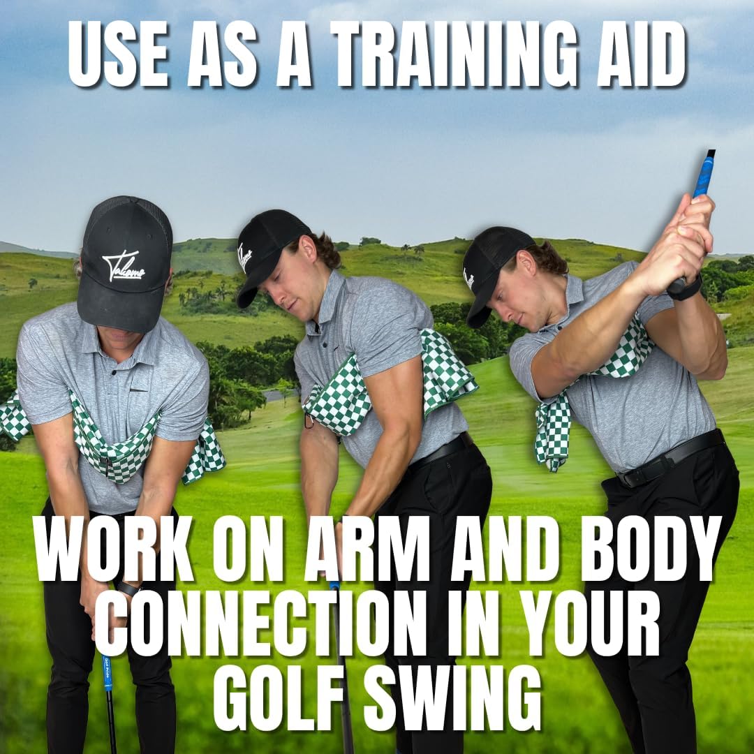 Against The Grain Microfiber Golf Towel with Clip - (20"x40") Green & White Checkered Design Golf Club Towel, Golf Towels for Golf Bags for Men & Women