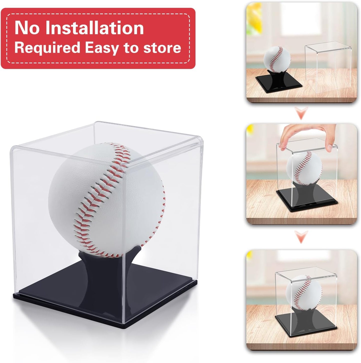 Baseball Display Case, Acrylic Baseball Case for Display, UV Protected Baseball Display Cube, Autographed Baseball Clear Display Case -4pack for Official Size Ball