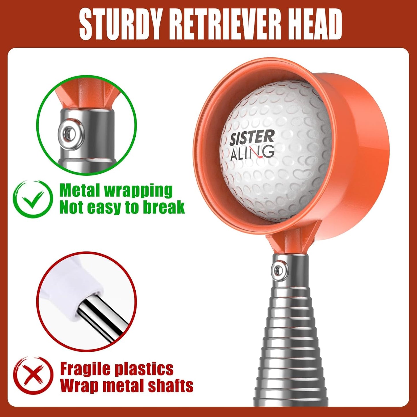 9ft/12ft Water Telescopic Golf Ball Retriever，Classic and Durable Stainless Steel Picker Upper, The Best Accessory Gift for Men and Women Golfers.