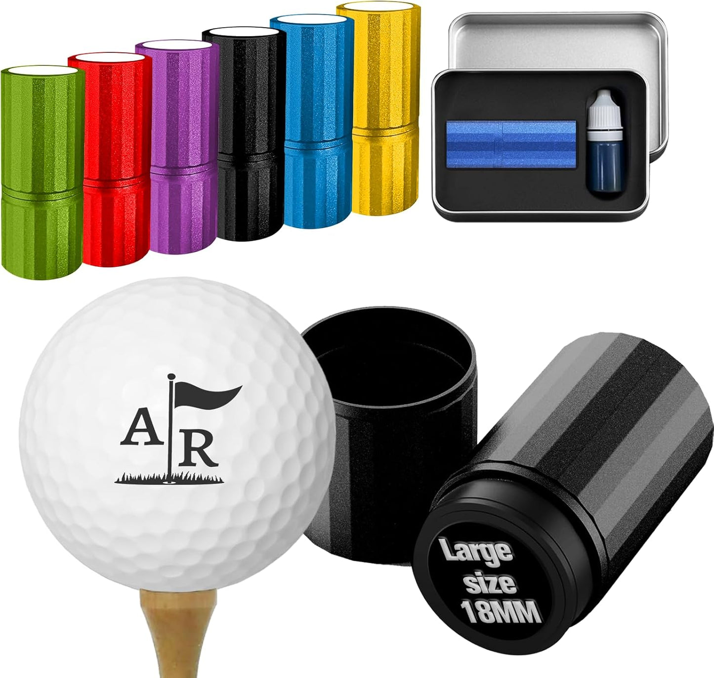 ONFAON Custom Golf Ball Stamp, Personalized Name Golf Ball Marker Stamp with Monogram Logo, Reusable Inking Customized Golf Stamper Accessories Gifts for Golfers