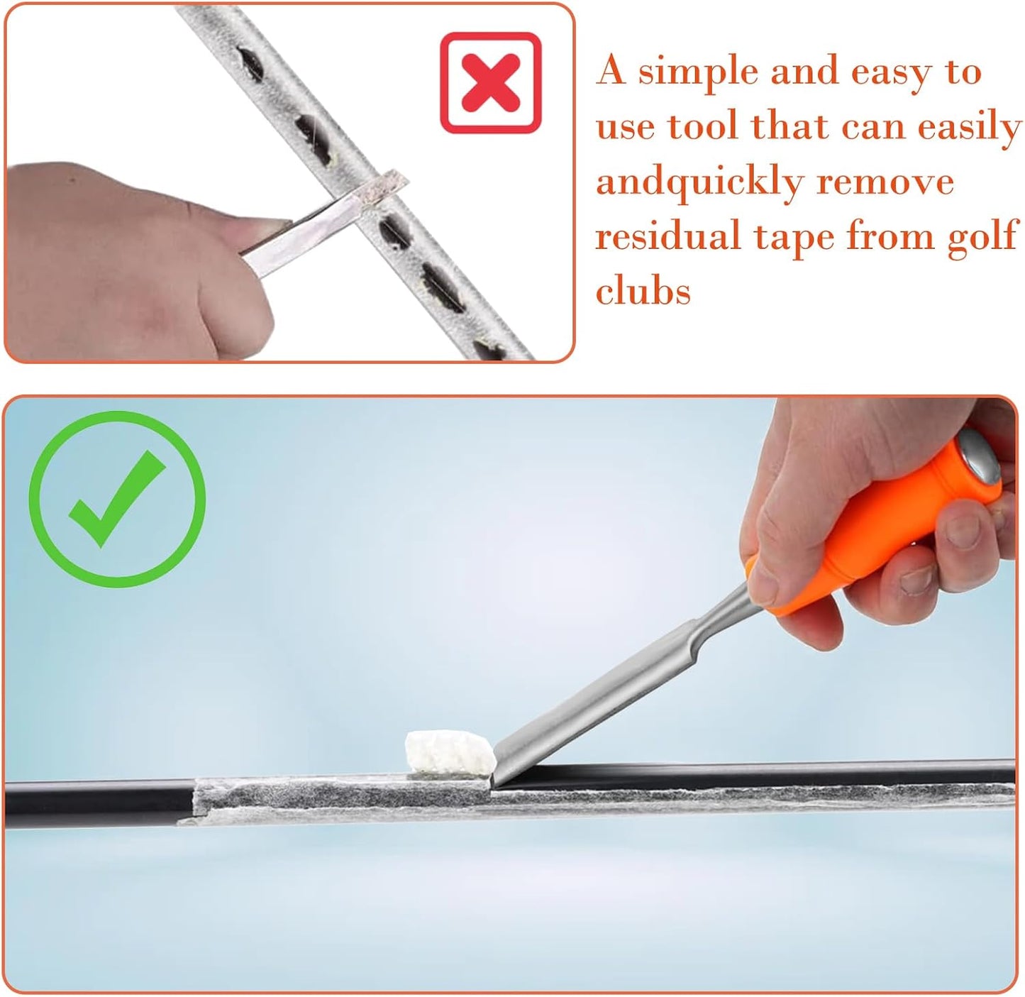 TRINKA Golf Grip Tape Stripper Remover Tool Kits, Golf Grip Tape Remover with Golf Grip Removal Tool Hook Knife, Tape Stripper Remover for Regripping Graphite/Steel Shaft, Golf Club Grip Repair Kit