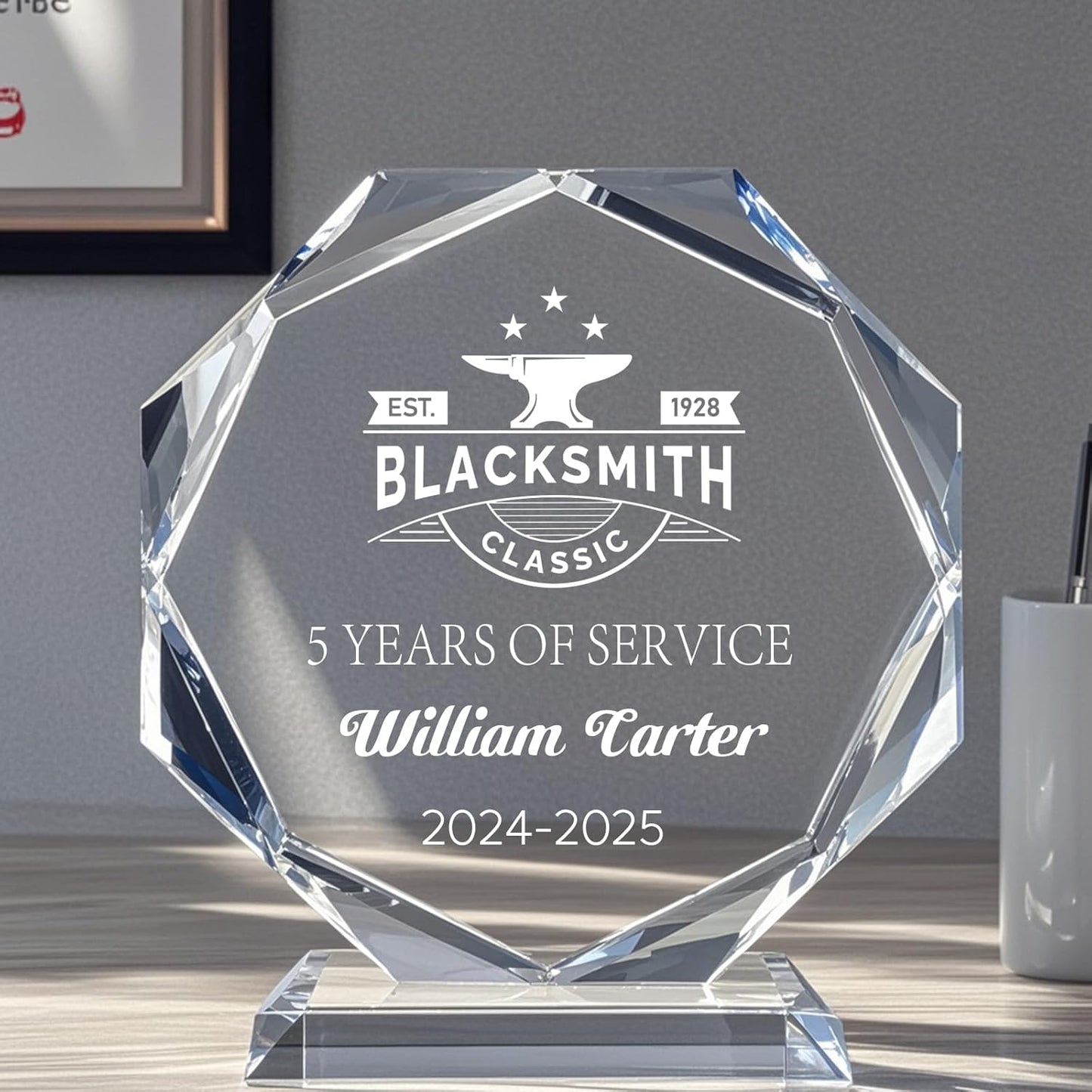 Personalized Crystal Trophy Award – Custom Awards and Trophies for Employees, Coworkers, Boss – Retirement, Farewell, Appreciation, Recognition Gifts – Custom Plaques