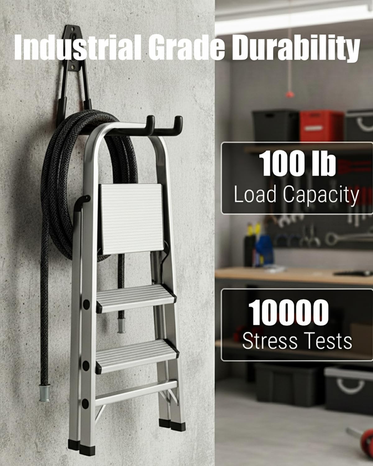 WMK Garage Hooks 4 Pack Wall Storage Hooks Heavy Duty Steel Tool Hangers for Utility Organizer, Wall Mount Holders for Garden Lawn Tools, Ladders, Bike (Black)