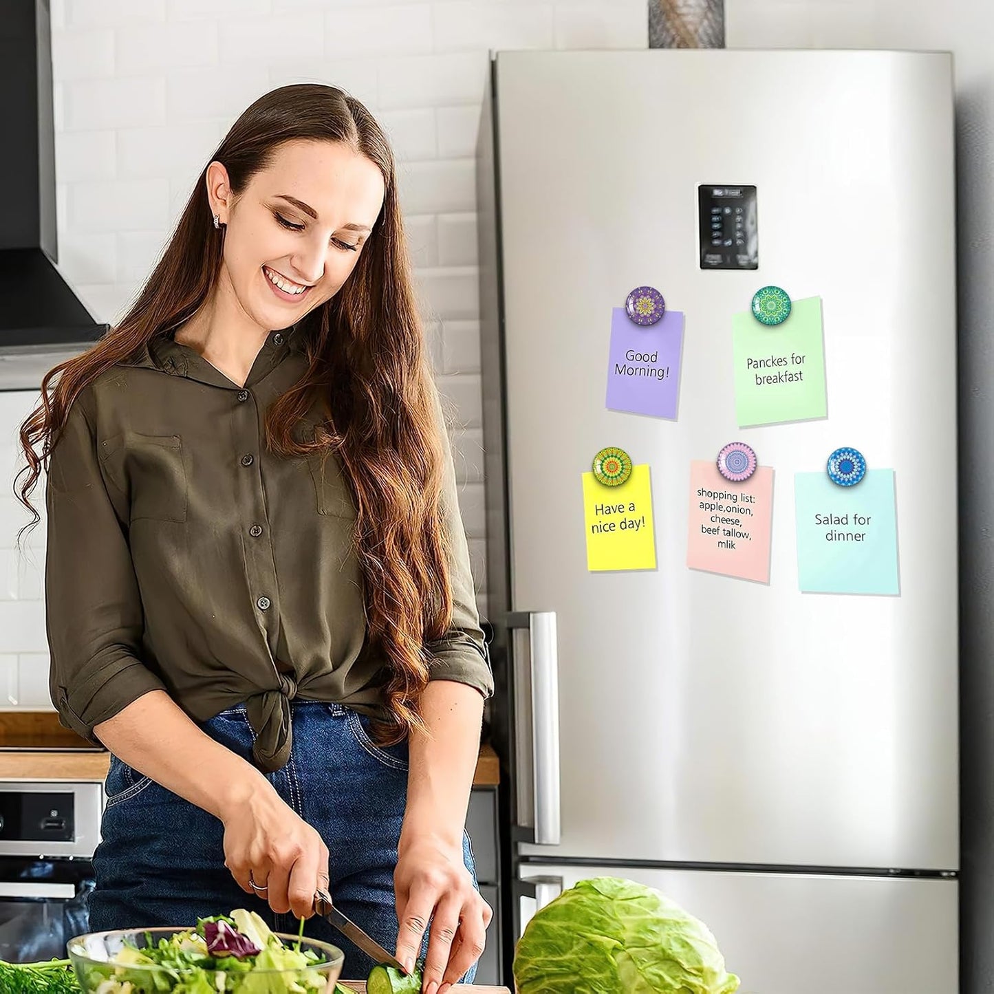 MORCART 16PCS Fridge Magnets, Cute Mandala Magnets for Refrigerator, Whiteboard, Decorative Magnetic Board, Cabinets, Classroom, Office Cubicle, School