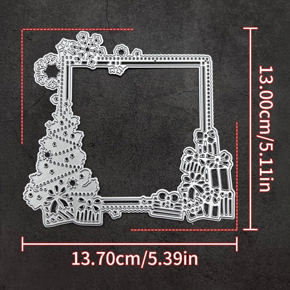 Lapoo Metal Cutting Die for Scrapbooking, 3D Backgrounds Frame New Cutting Dies DIY Album Card Making Decor Paper Metal Die Cuts Party Wedding Decorations (Christmas Gift Frame 5.4 x 5.1 in)