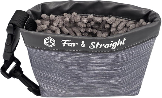 FAR&STRAIGHT Golf Club & Ball Cleaning Pouch – Soft Microfiber Interior for Gentle Cleaning – Clip-On, Washable Bag