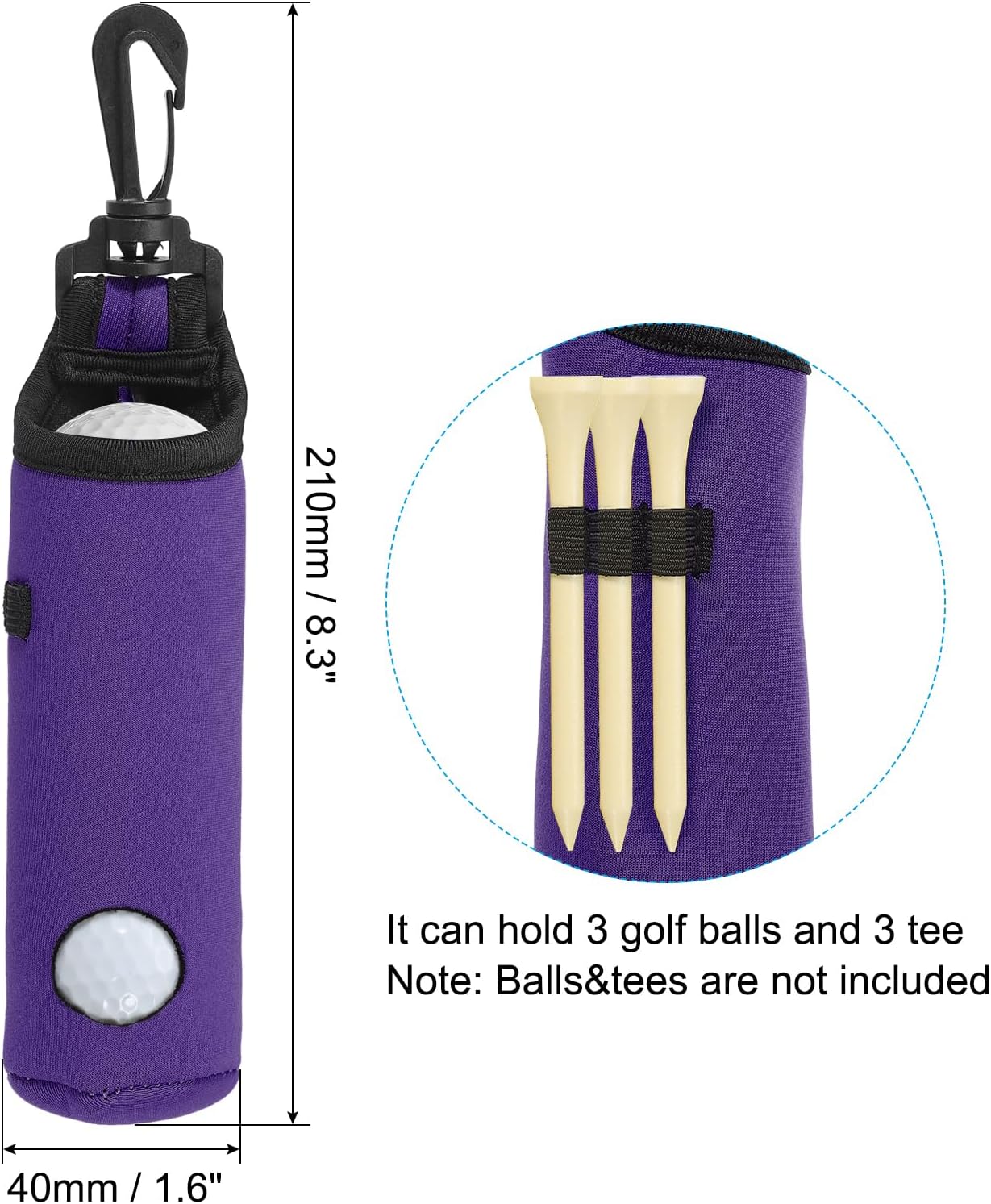 PATIKIL Golf Ball Carry Bag, Golf Tee Holder Pouch Portable Neoprene Golf Ball Holder with Clip for Men and Women Storage Gifts