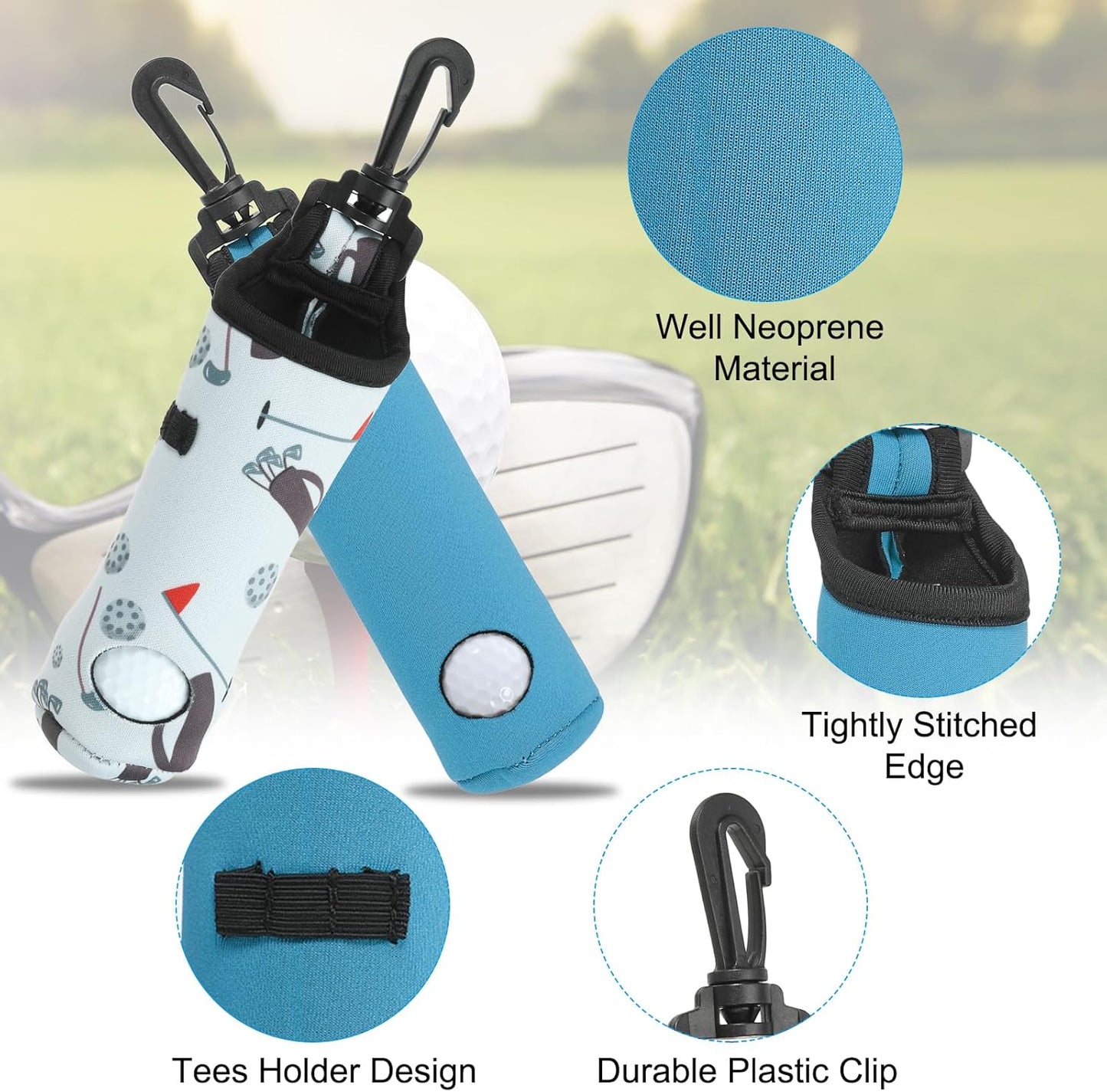 PATIKIL Golf Ball Carry Bag, Golf Tee Holder Pouch Portable Neoprene Golf Ball Holder with Clip for Men and Women Storage Gifts