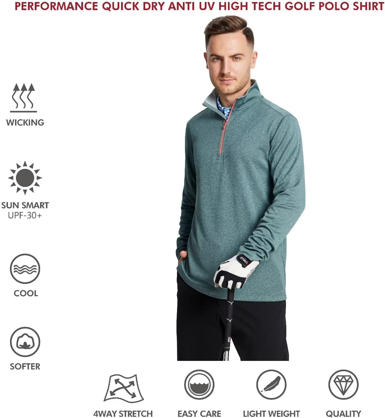 M MAELREG Quarter Zip Golf Pullover Men Dry Fit Long Sleeve Performance Wicking Mock Neck 1/4 Zip Pullover Mens Sweatshirt