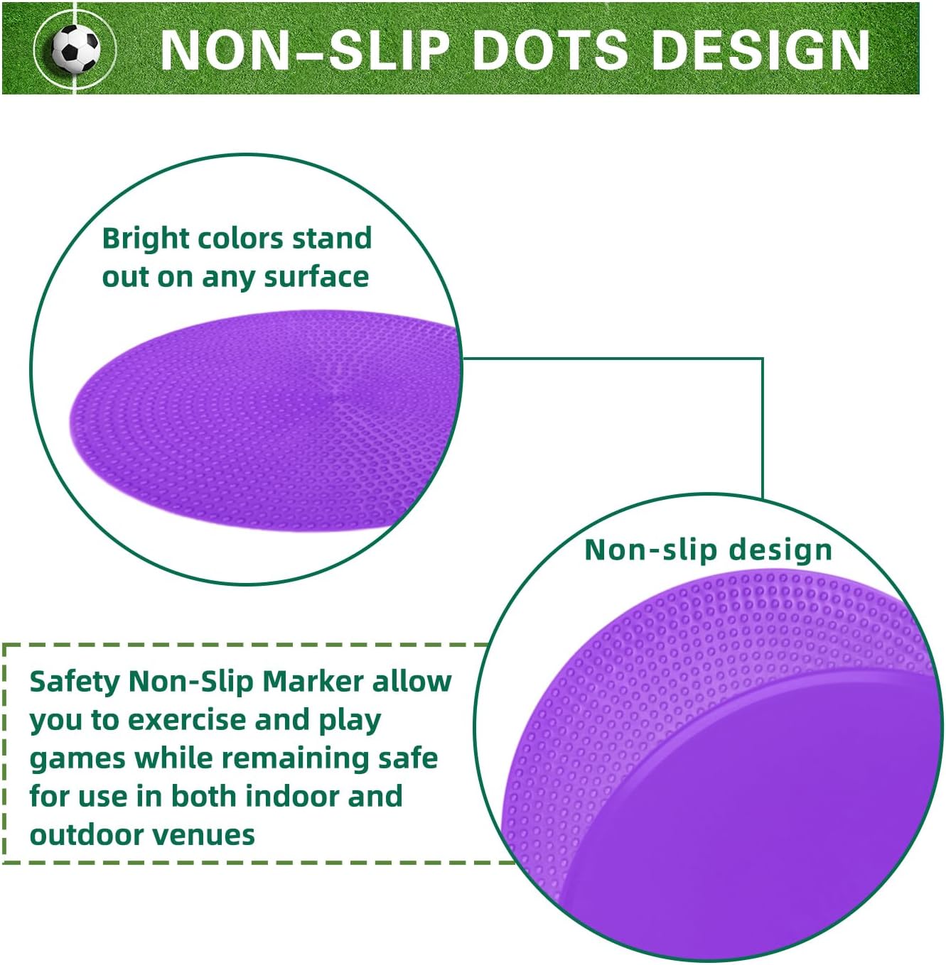 Spot Markers 4.72 Inch 9 Inch Non Slip Rubber Floor Markers Flat Field Cones Poly Dots for Soccer Basketball Sports Speed Agility Training and Drills