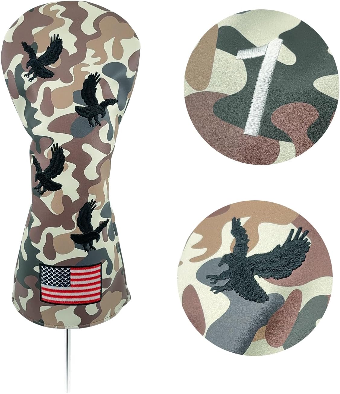 Camo USA Bald Eagle Golf Headcover – Camo Driver Headcover – Golf Driver Head Covers – Funny & Durable Golf Head Covers -Golf Head Covers USA