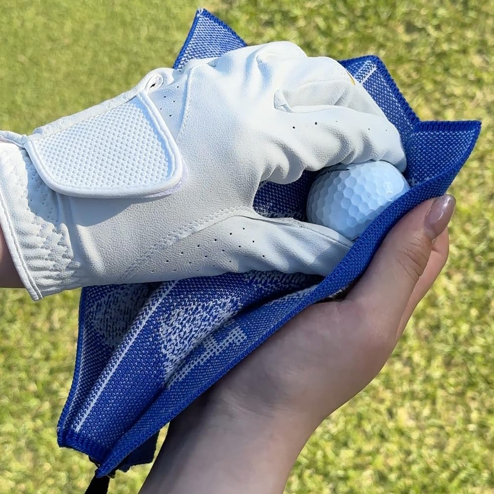 ANDGOLF Pleats Ball Towel, Use to Wash My Ball and Club, Best Choice for Golf Gifts, Embroidered Golf Towels, Clip for Bags/Pants/Skirts, Durable Elastic Band, Colorful Fashion Golf Item