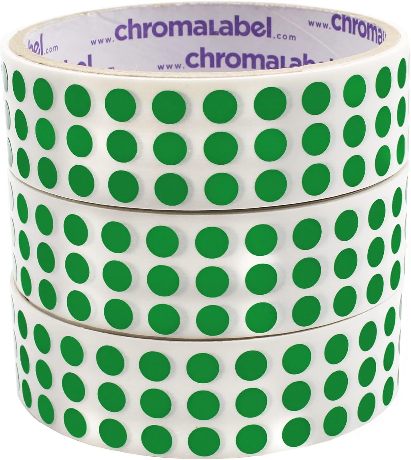 ChromaLabel 0.25 Inch Standard Green Permanent Adhesive Color Code Dot Label Kit, 1000 Stickers per Roll, 3 Pack