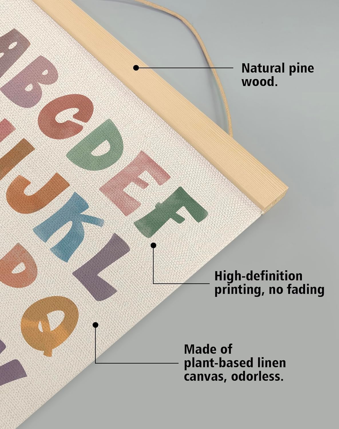 2-Pack Alphabet and Number Posters for Kids,Modern ABC and 0-10 Wall Chart Set on Natural Linen,Educational Decor for Toddlers, Preschool Classroom, Nursery, Playroom 14x18.5In (ABC+123)