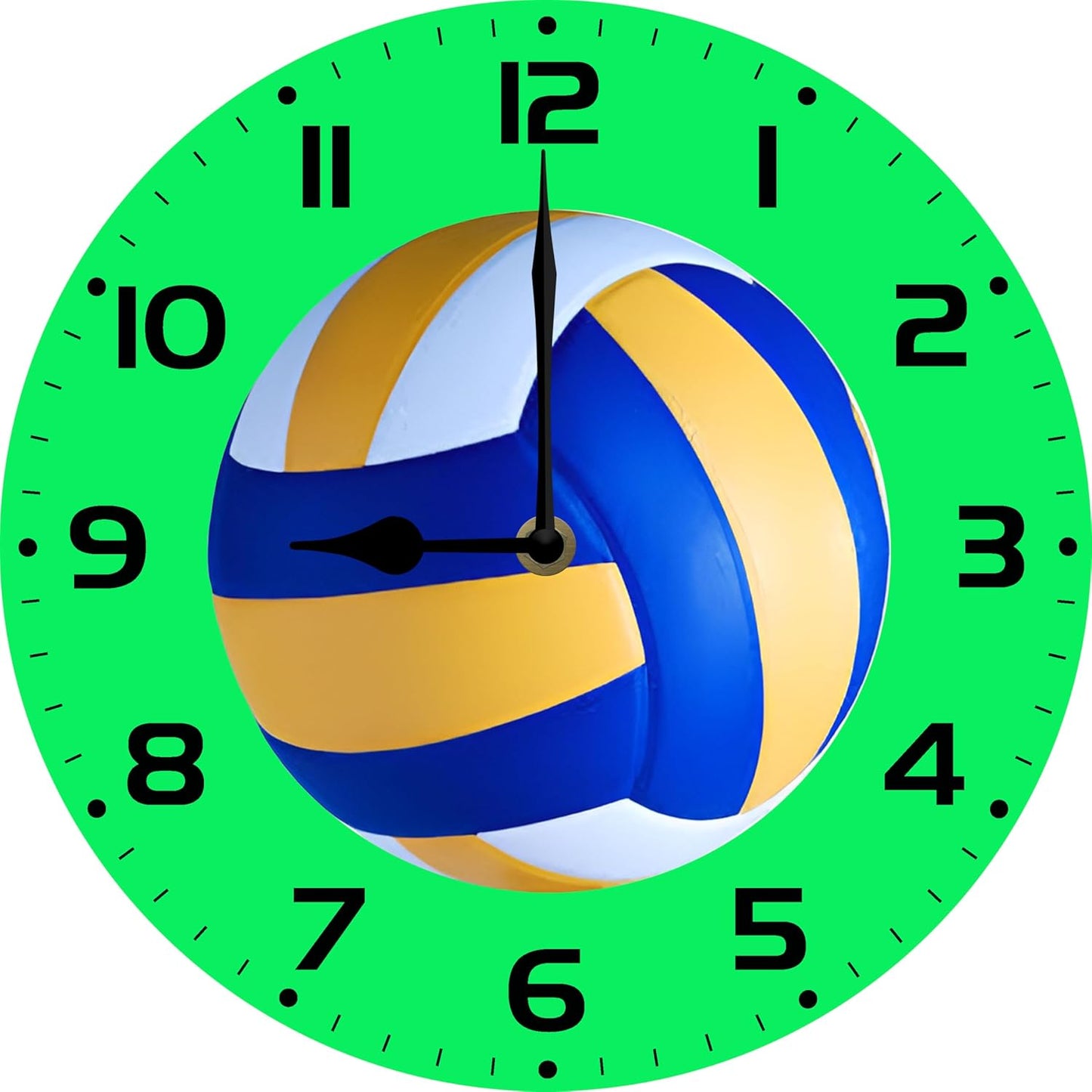 Soliyoahee Volleyball Clock Round Wooden Wall Clock Home Decor Silent No Tick Battery Powered for Living Room Bedroom Kitchen Bathroom 10inch