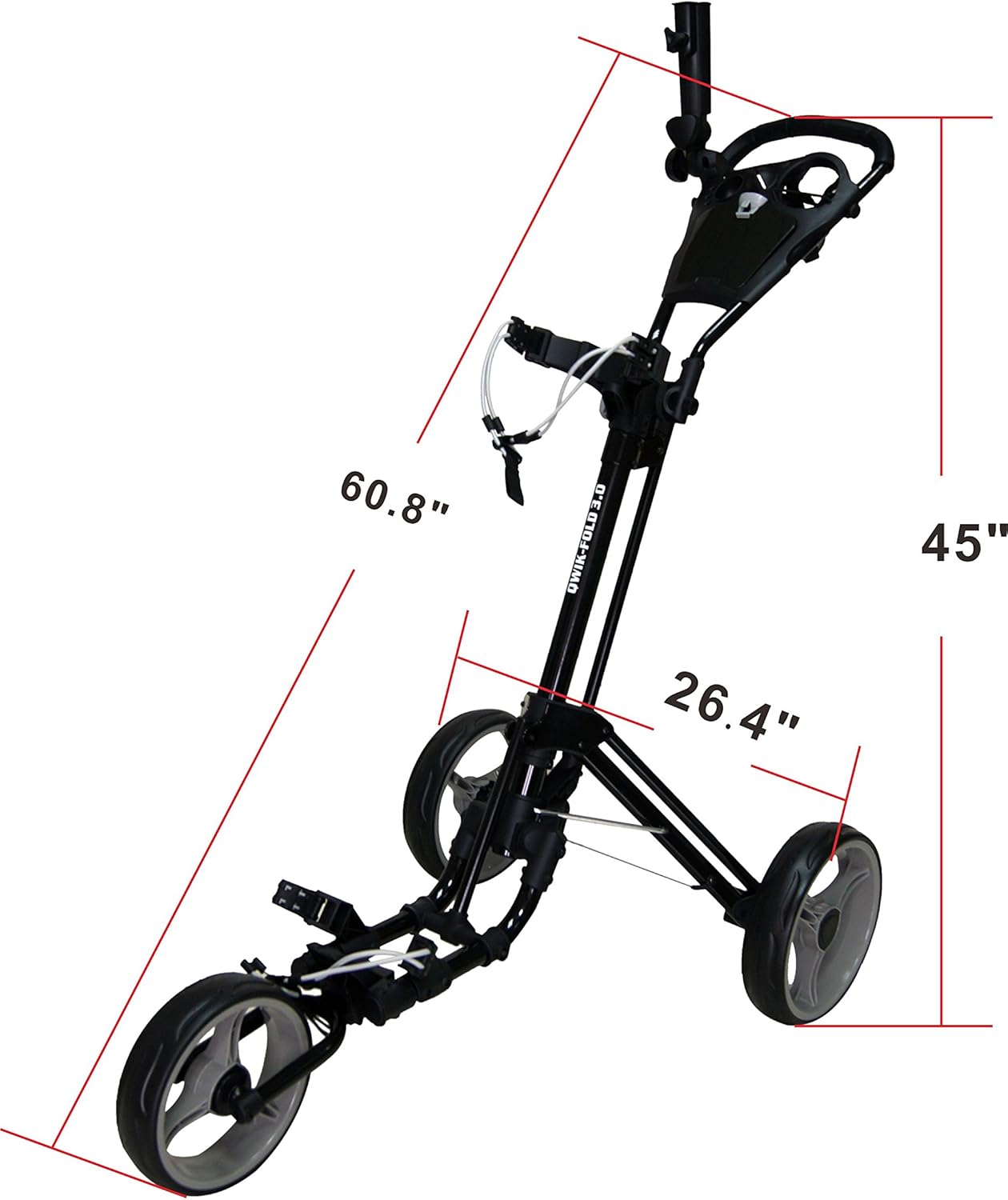 Golf Push Cart 3 Wheel with Foot Brake – 1-Second Fold/Unfold, Adjustable Handle, Umbrella Holder, Beverage Compartment & Storage | Lightweight Aircraft-Grade Aluminum Frame