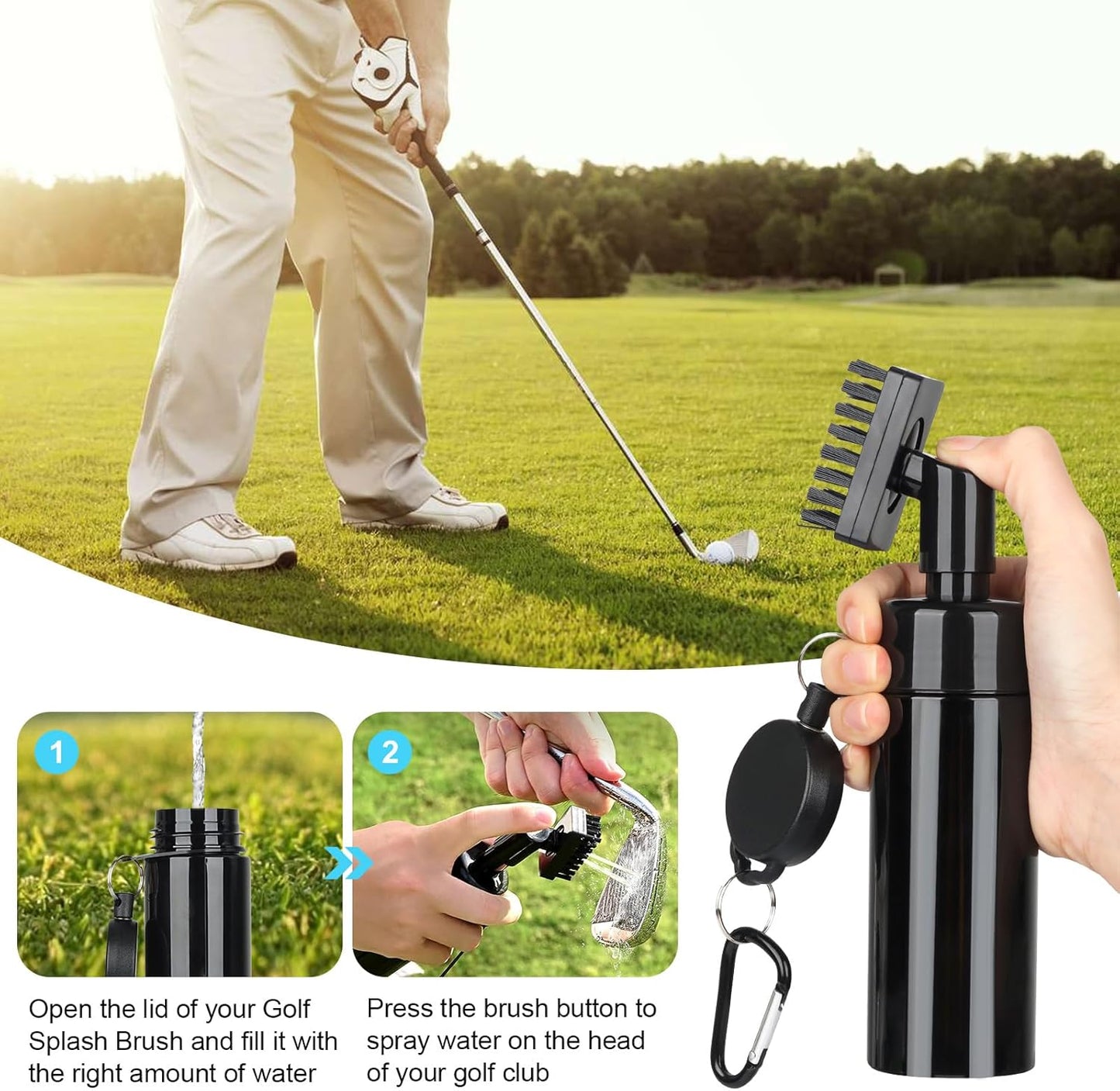 Golf Club Cleaning Kit with Golf Club Cleaner with Water Golf Towel Divot Repair Tool Groove Sharpener Golf Ball Alignment Kit Complete Golf Cleaning Kit Golf Accessories for Women Men