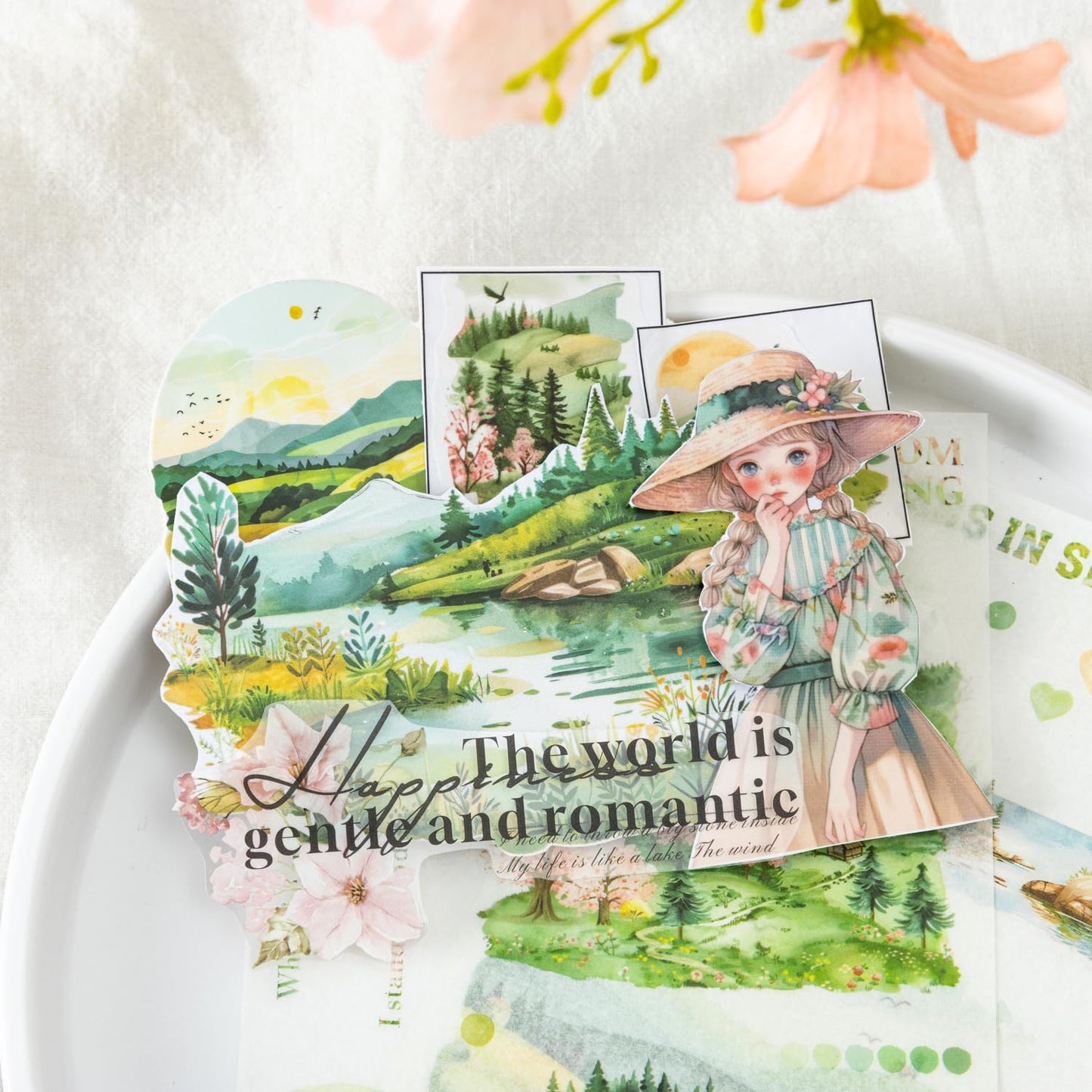 Pre-Cut Seasons Sticker Book Set, 40PCS Spring and Summer PET & Washi Stickers for Scrapbooking, Journaling, DIY Crafts, and Art Supplies