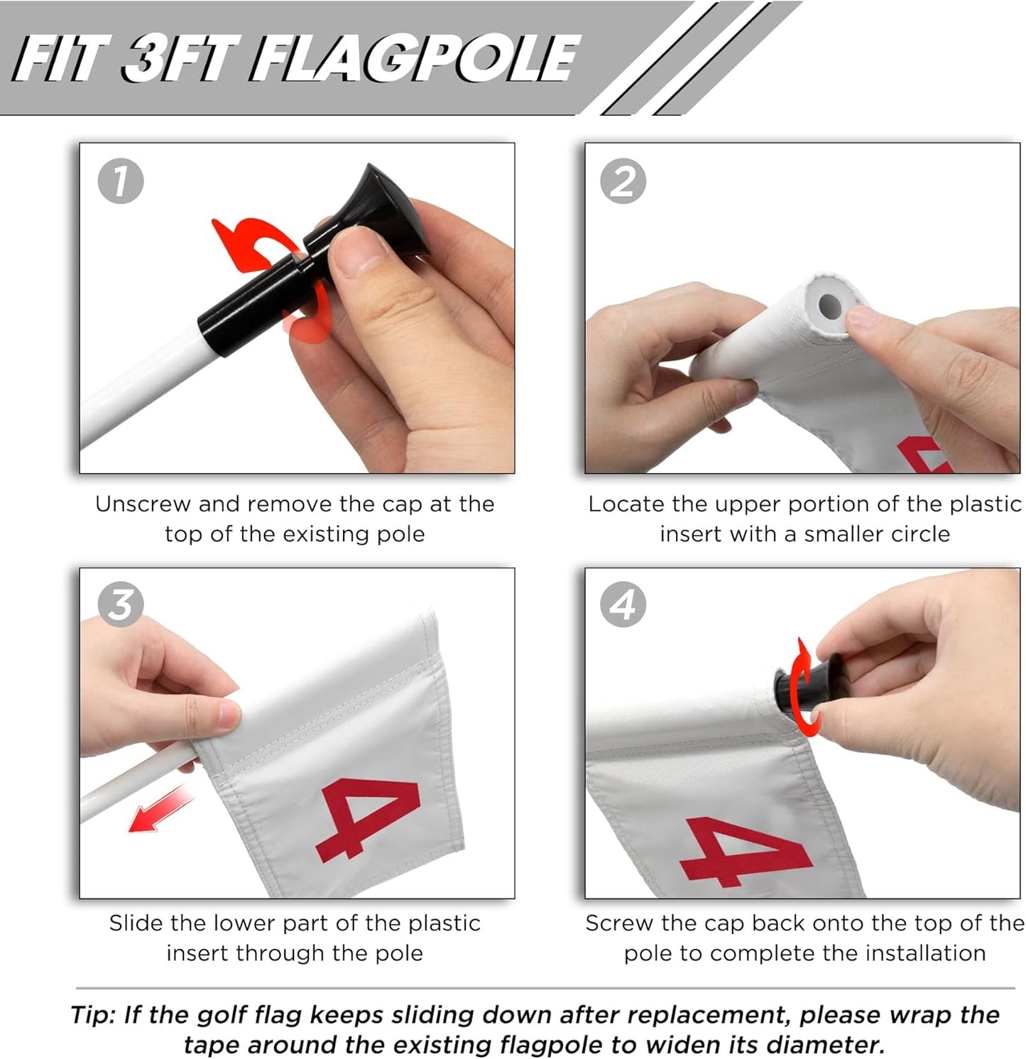 KINGTOP Numbered Golf Flag All 8x6 Inch – Upgraded Dual-Layer 420D Nylon, Double Sided Printing, Tube Inserted – Mini Practice Putting Green Flags for Yard