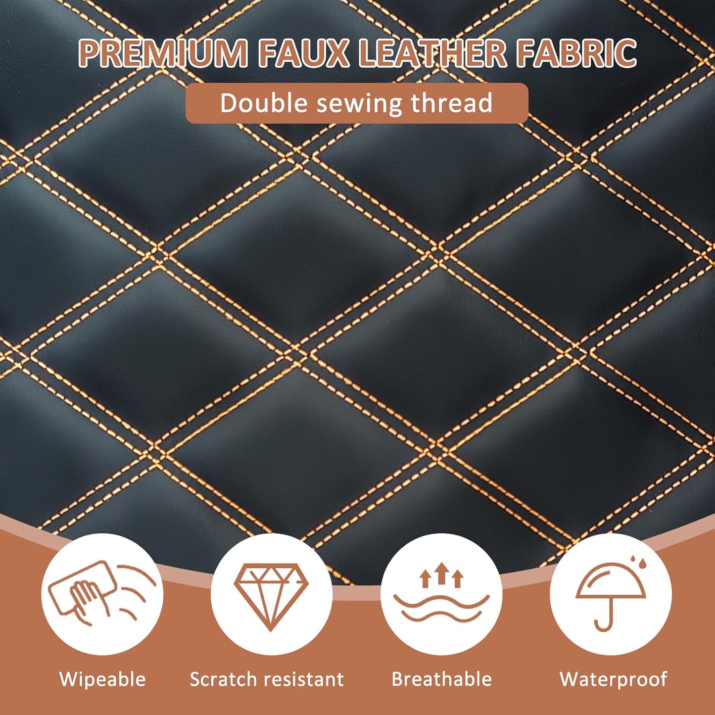 Golf Cart Seat Cover for Club Car Precedent Ordinary Front Seat Cushion, Thick Vinyl Leather Custom Diamond Comfortable, Adjustable Straps and Retractable Buckle/No Nails Required