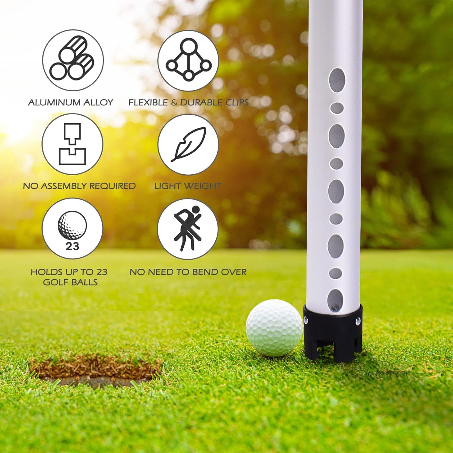 Golf Ball Retriever, Aluminum Alloy Picker Upper Tube, Golf Balls Shagger Grabber, Ball Collector, Pickup Tool Device for Men Women