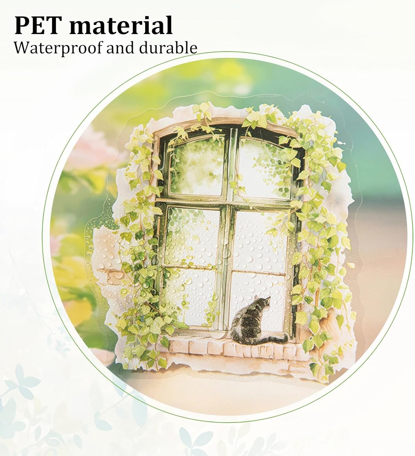 Cottagecore Garden PET Sticker Set, 60PCS Aesthetic Landscape Stickers for Scrapbooking, Journaling, DIY Crafts, and Art Supplies