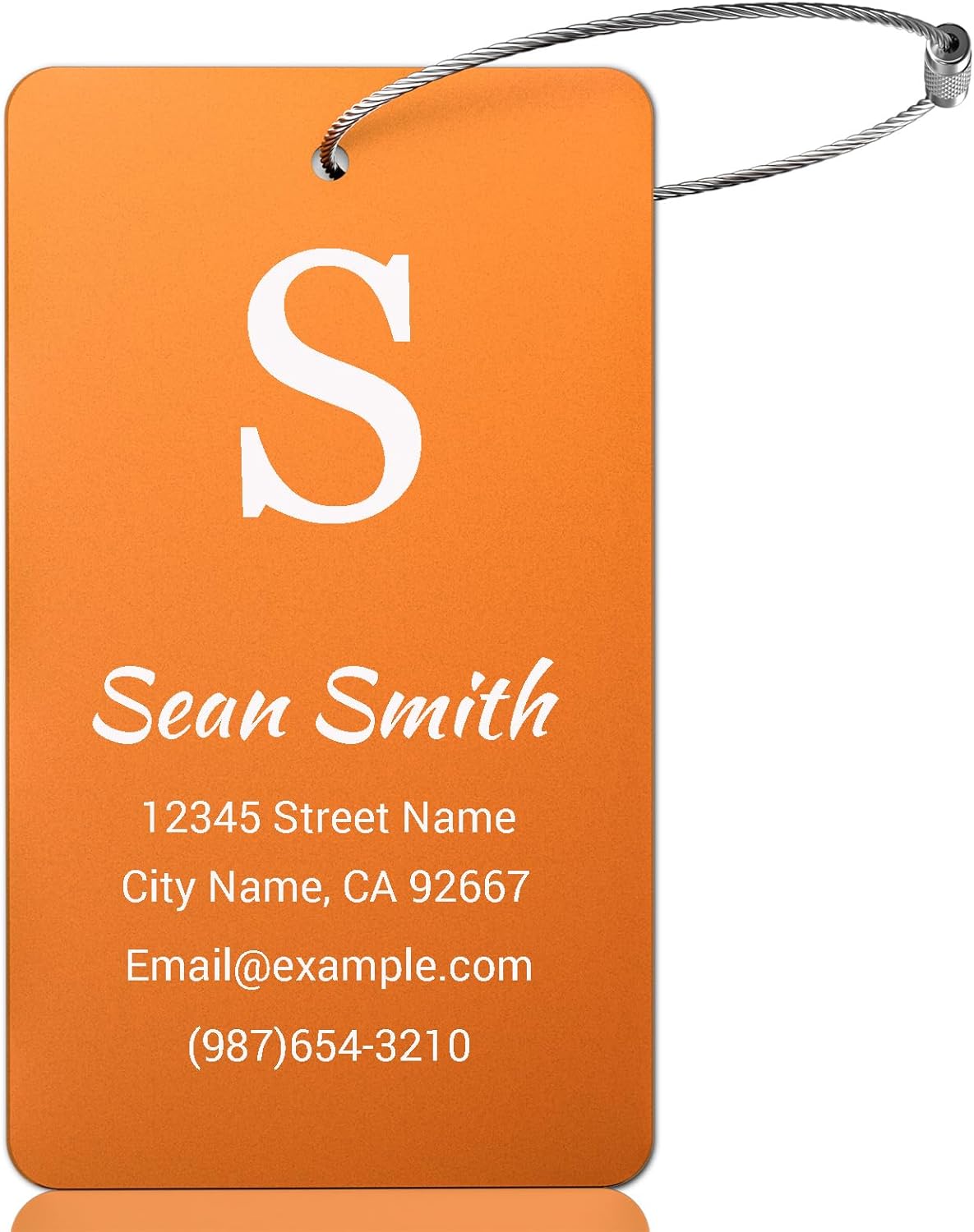 Luggage Tags for Suitcase - Personalized Engraved Metal Tag for Cruise Travel - Custom Name Tags Suitable for Bags and Backpacks Oranges No Underline (2x3.5 inch)