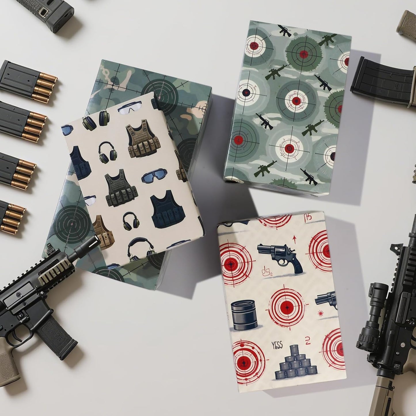 Pineraap Shooting Range Wrapping Paper 12 Sheets Target Practice Designs Camouflage Gift Wrap for Shooting Sports Fans,Party,Birthday,20"×28"