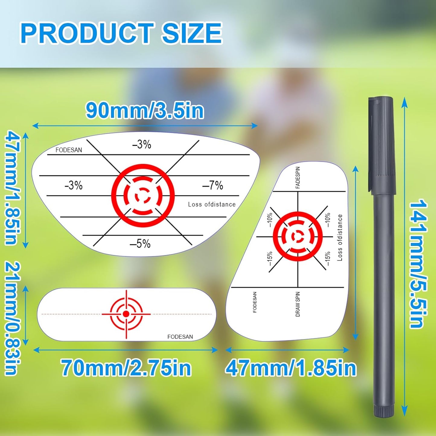Golf Impact Tape - High-Resolution Strike Stickers for Iron, Wood & Fairway Clubs, Non-Residue, Swing Training Aid Impact Labels