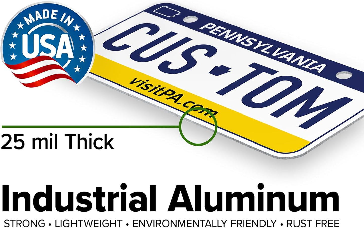 Mini License Plates, Personalized License Plates, Custom for Car, Bikes, ATV, Kids Car, Golf Cart, Jeep, 2x4 Inch, Rust-Free Fade Resistant Aluminum, USA Made by My Sign Center (Pennsylvania)