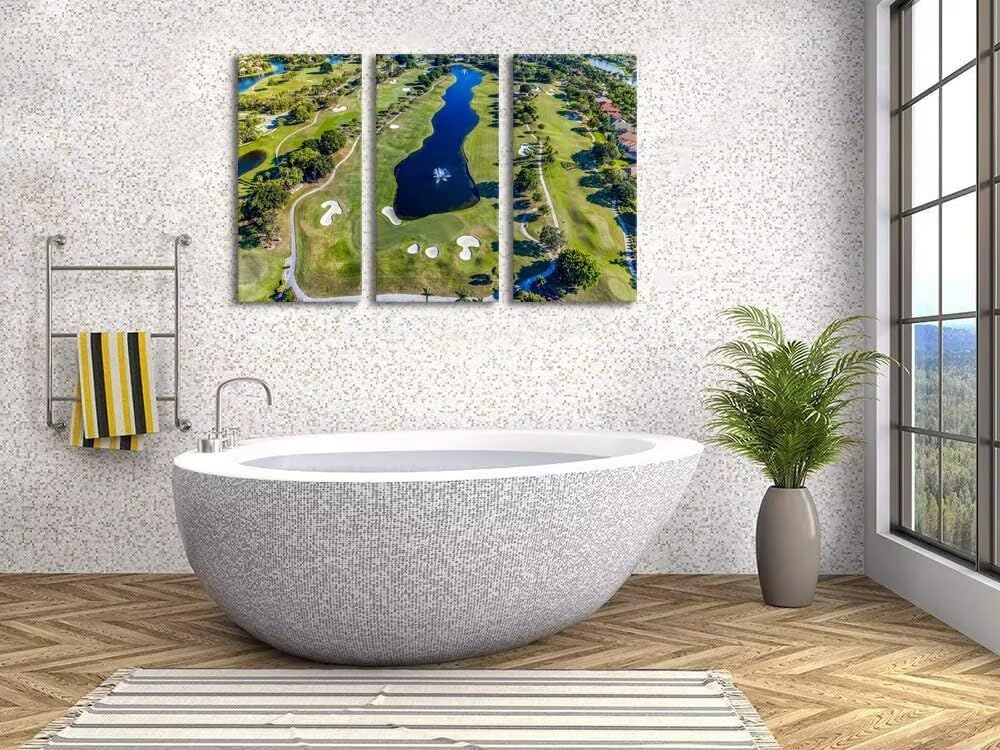 chenchenArt WESTON FL USA Golf Course Wall Art for Living Room Bedroom Bathroom Home Decorations Golf Course Pictures Posters Canvas Prints Modern Artwork Framed Ready to Hang(20''W x 40''H x3)