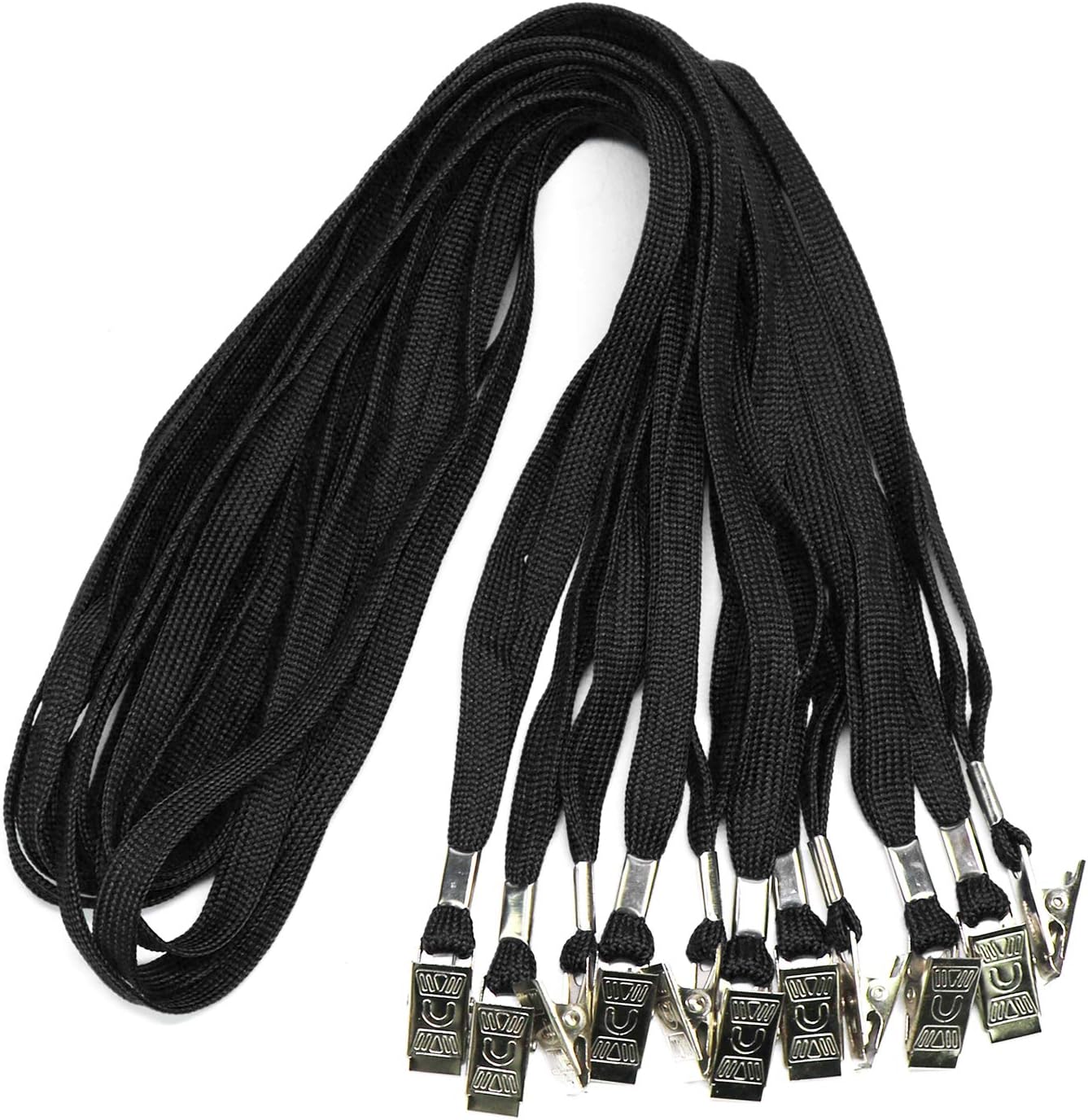 Ollain Badge Lanyards Neck Bulk Cruise Lanyards Black Lanyard with Clip for ID Card Name Tags Badge Holders (Black, 50 Pack)