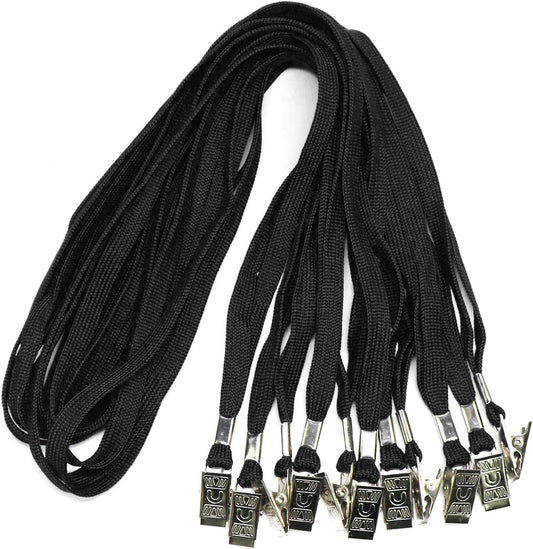 Ollain Badge Lanyards Neck Bulk Cruise Lanyards Black Lanyard with Clip for ID Card Name Tags Badge Holders (Black, 50 Pack)
