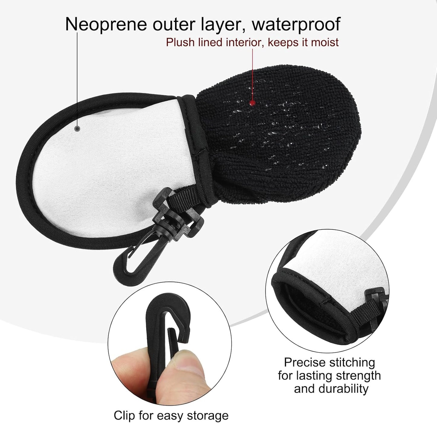 PATIKIL Golf Ball Washer Pouch, Portable Golf Balls Cleaner Pocket Bag with Hanging Clip for Men Golf