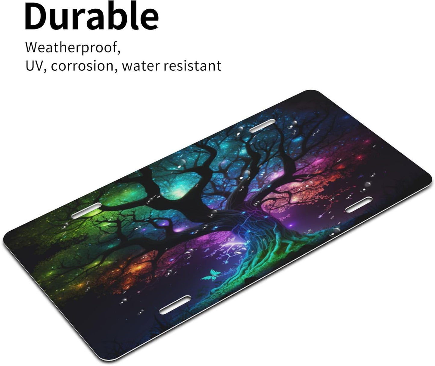 Custom License Plate Personalized Tree of Life Rainbow Funny Aluminum Front License Plates Decorative Rust-Free Metal Car Plate Covers for Women Men Car Tag Accessories fit Truck SUV Rv 12 X 6 in