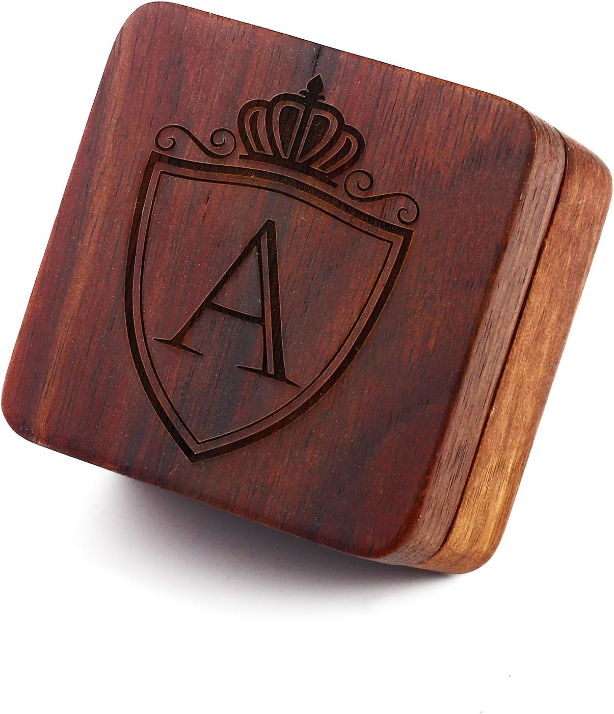 Mens Initial Silver Cufflinks A-Z Alphabet Letter Steel Cuff Links with Engraved Walnut Wood Box Groom Groomsman Wedding Set…