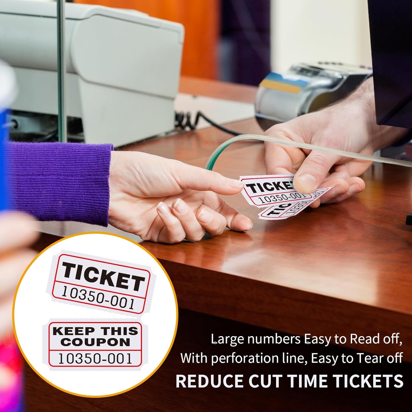 L LIKED 2000 Raffle Tickets 50/50 Raffle Ticket 2 Rolls of 1000 Double Tickets for Events, Entry -White